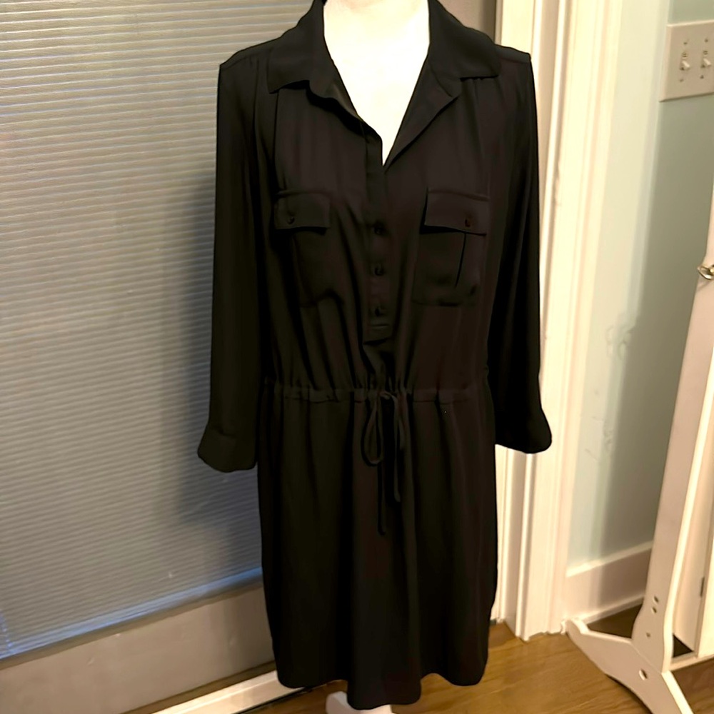Loft drawstring, black shirt, dress excellent condition